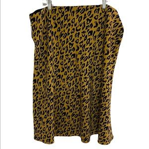 OPHELIA ROE | Plus Size Animal Print Leopard Print Midi Skirt 3X